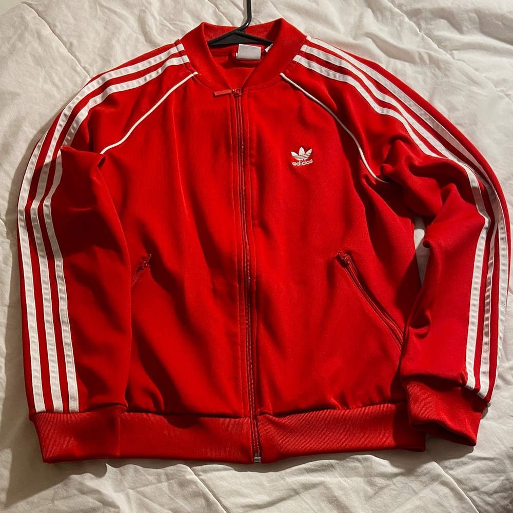 Adidas Bold Red Zip-Up Jacket